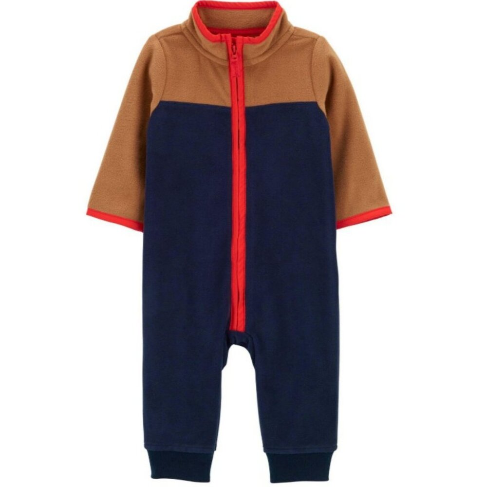 NWT. CARTER'S Baby Boys Colorblock Zip-Up Fleece Jumpsuit